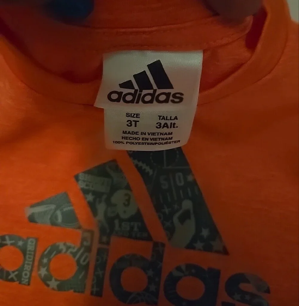 Adidas Orange Tee with Navy Athletic Shorts